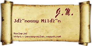 Jánossy Milán névjegykártya