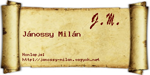 Jánossy Milán névjegykártya