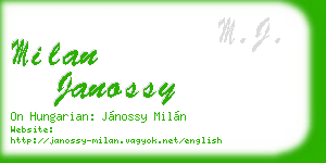 milan janossy business card