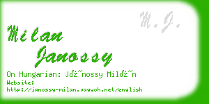 milan janossy business card